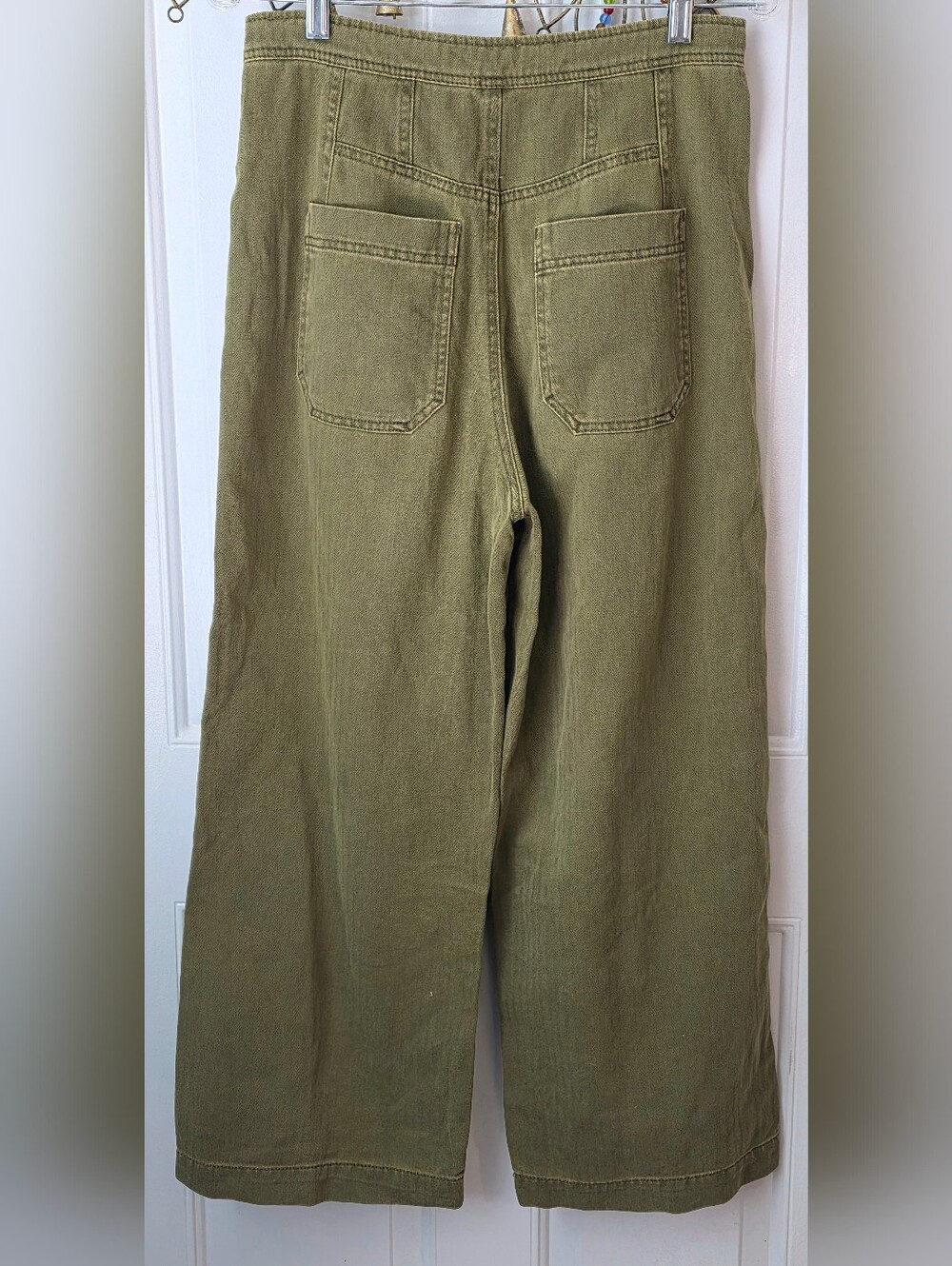 Free People X Revolve Clean Mod Cropped Wide-Leg Utility Pants Womens 8 Olive Co - Picture 2 of 14